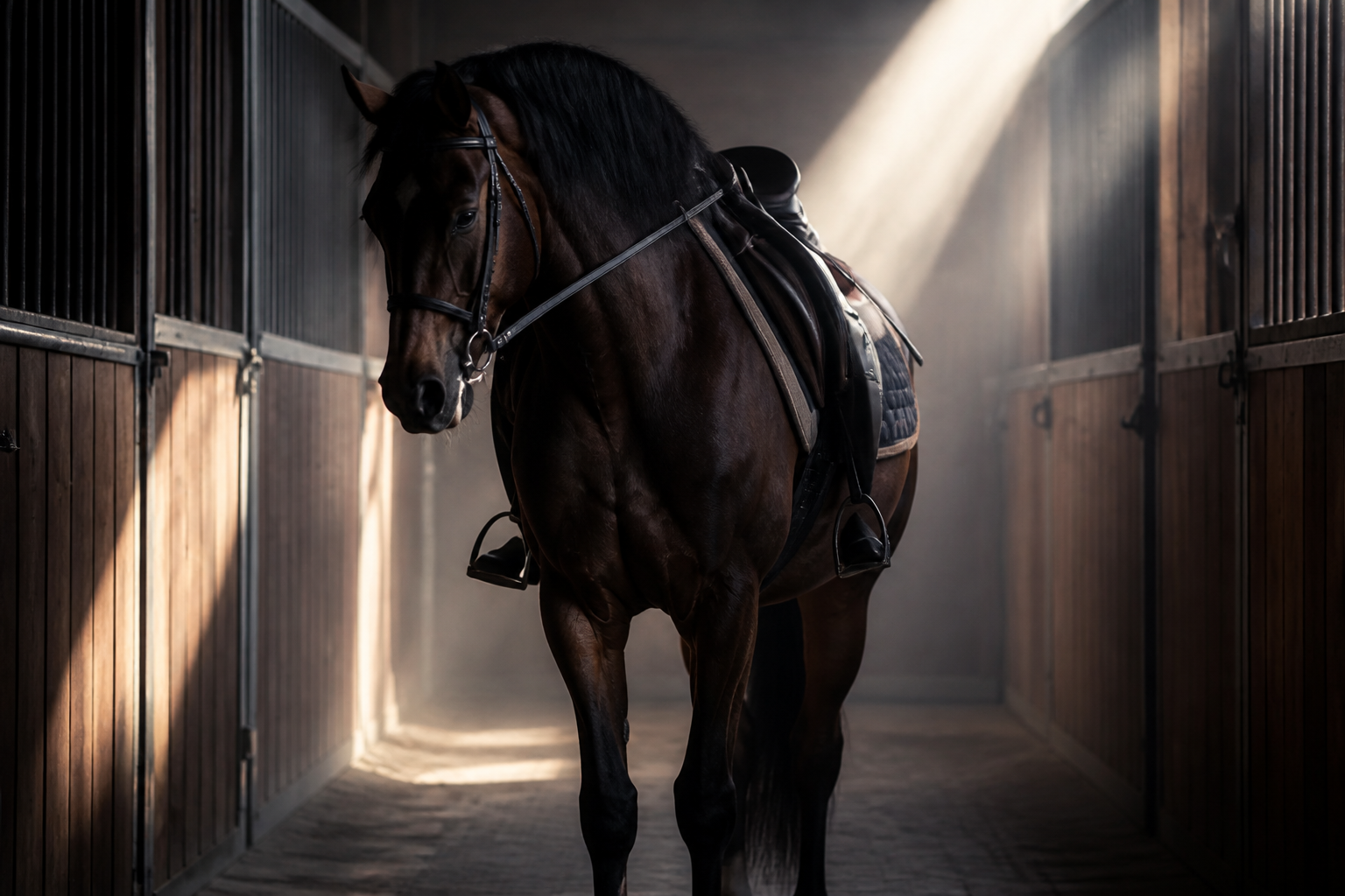 Horse inside a riding academy